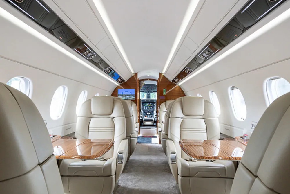 Empty leg private jet cabin interior