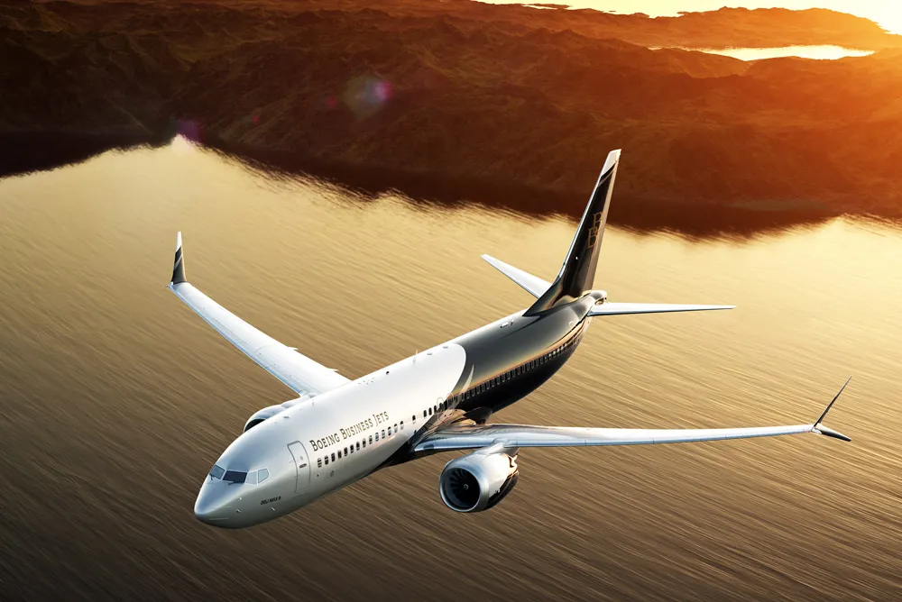 Boeing Business Jets luxury private jet in flight